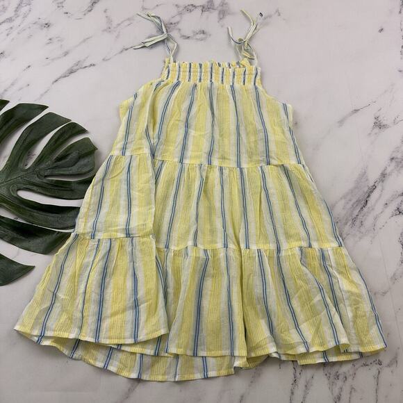 Maeve Tops - Maeve Anthropologie Gauzy Tiered Tunic Top Size XS Yellow Blue Stripe Light